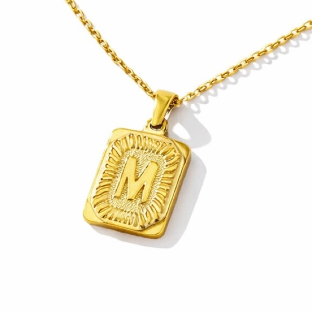 Gold Monogram Initial Necklace (M) (9024)